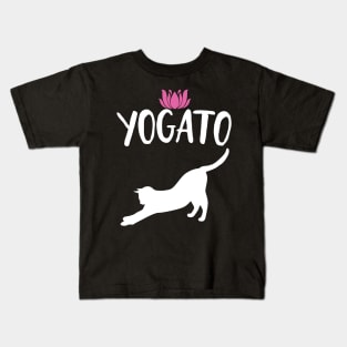 Yogato Cat Pose Funny Yoga Kids T-Shirt